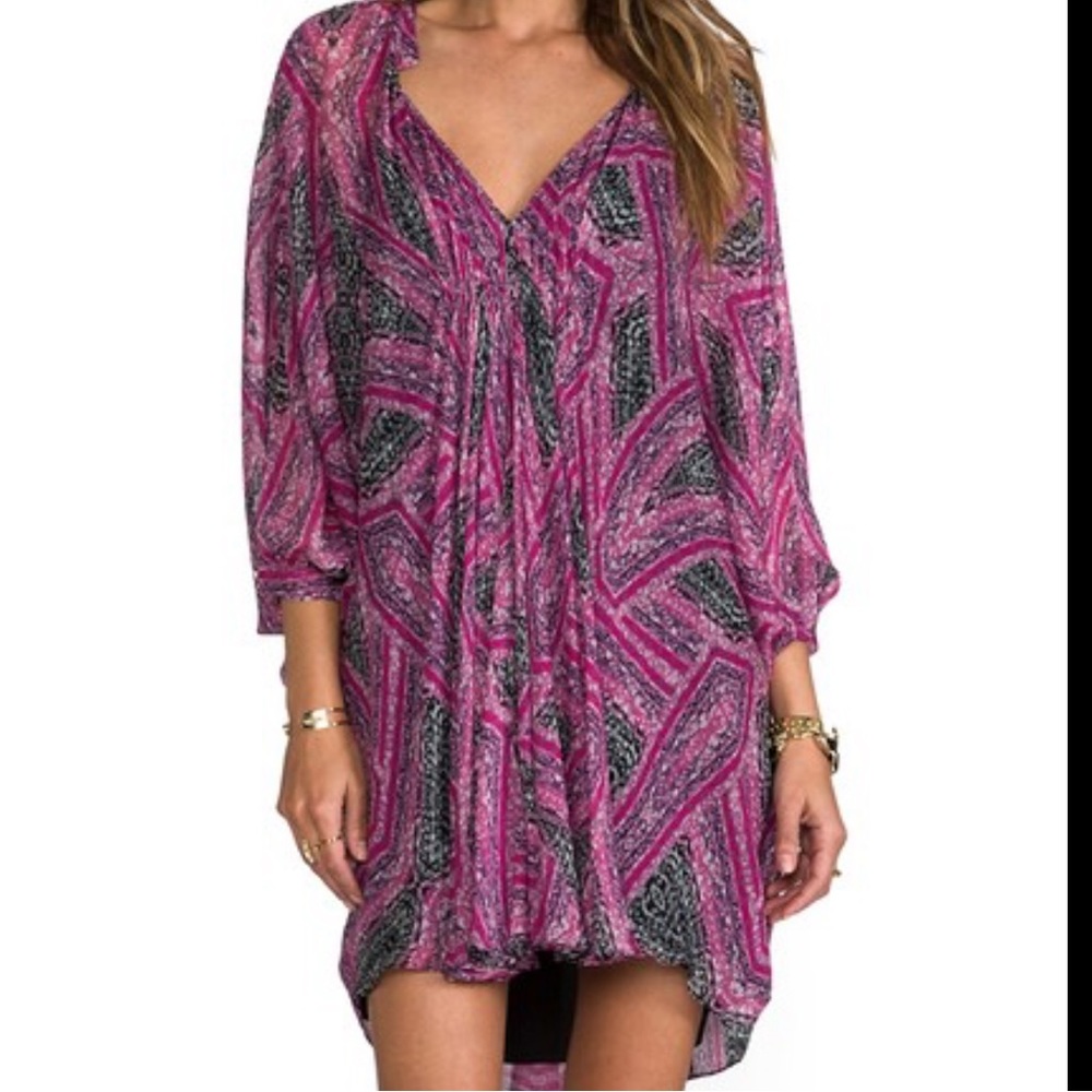 DIANE VON FURSTENBERG Silk Pink Fleurette Dress in Diamond Maze - Picture 3 of 7